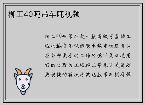 柳工40吨吊车吨视频